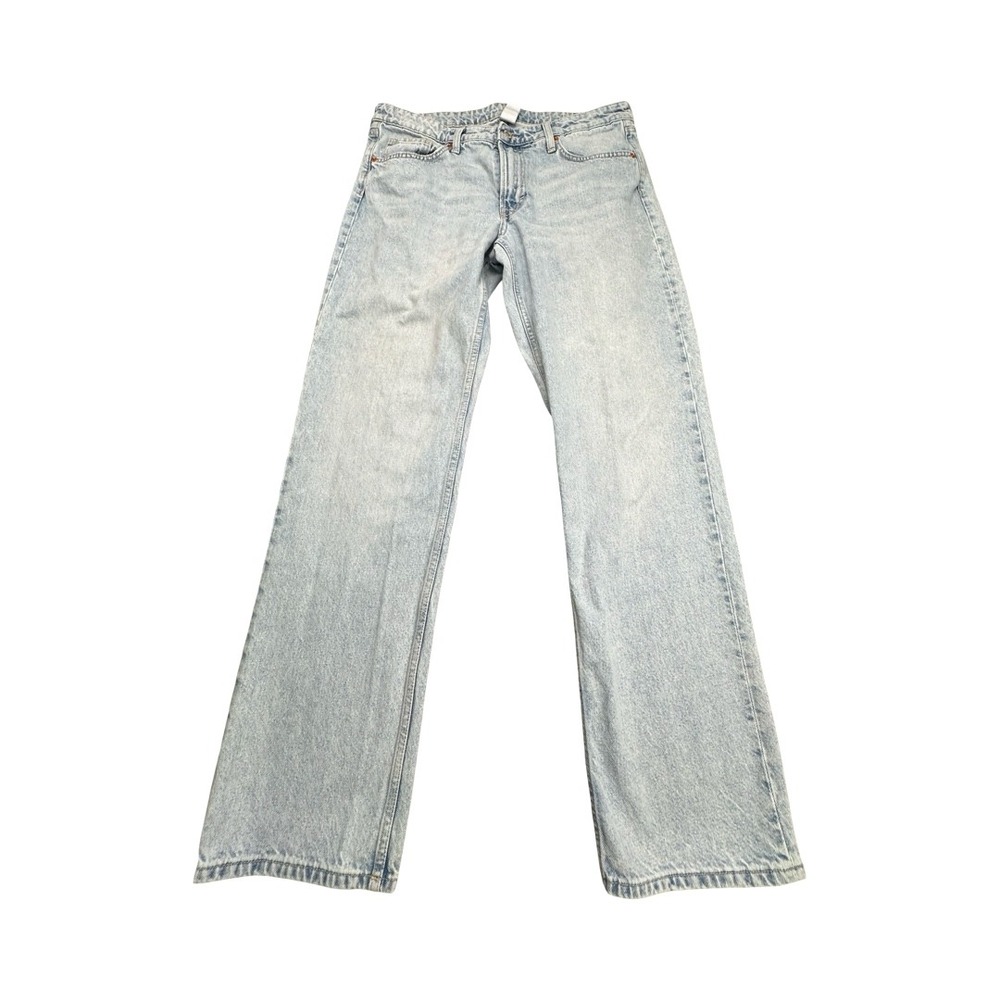 H&M Jeans Womens 12 Light Blue &Denim Straight Regular Fit Mid Waist Cotton